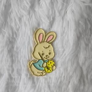 Vintage 1981 Hallmark Easter Bunny Pin - Enamel Rabbit with Egg